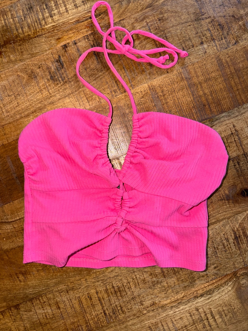 wild fable Hot Pink Ruched Halter Crop Top